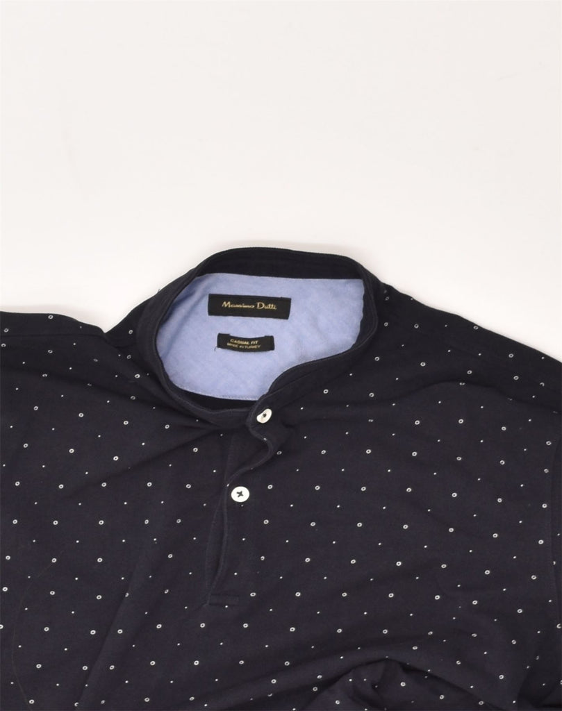 MASSIMO DUTTI Mens Polo Shirt Medium Navy Blue Spotted Cotton | Vintage Massimo Dutti | Thrift | Second-Hand Massimo Dutti | Used Clothing | Messina Hembry 