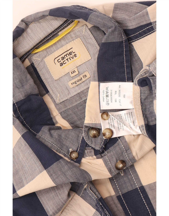 Camel Active Mens Regular Fit Shirt 2XL Navy Blue Gingham Cotton