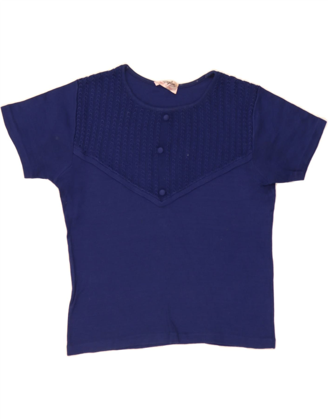 VINTAGE Womens T-Shirt Top UK 14 Medium Navy Blue Cotton Vintage Vintage and Second-Hand Vintage from Messina Hembry 