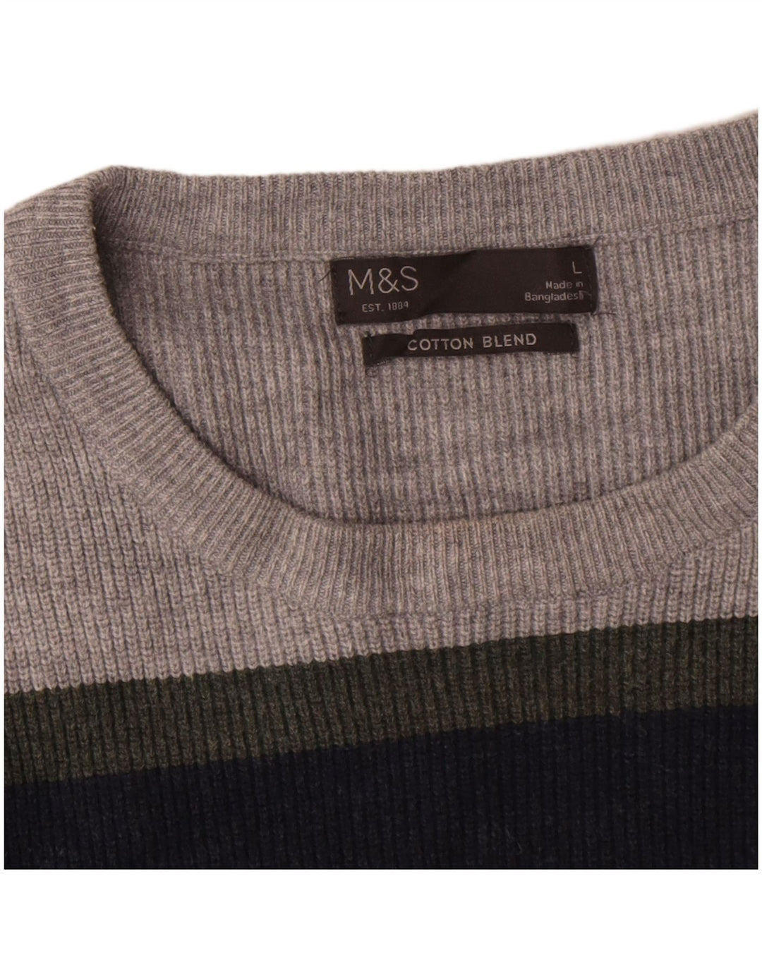 Marks & Spencer Mens Crew Neck Jumper Sweater Large Multicoloured Striped