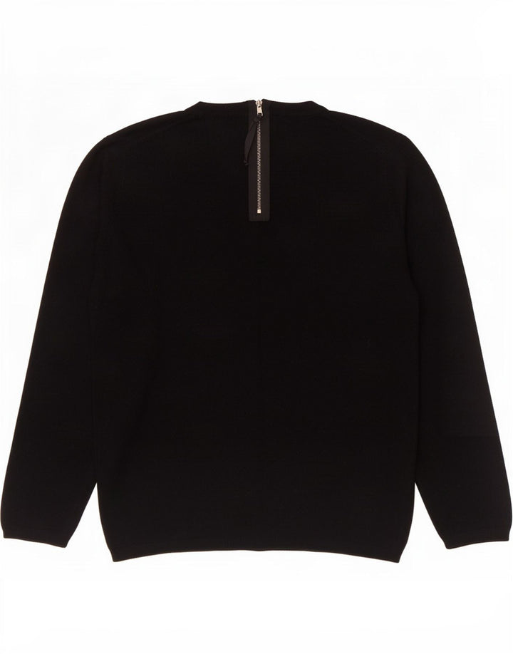 Zara Womens Button Neck Jumper Sweater UK 16 Large Black