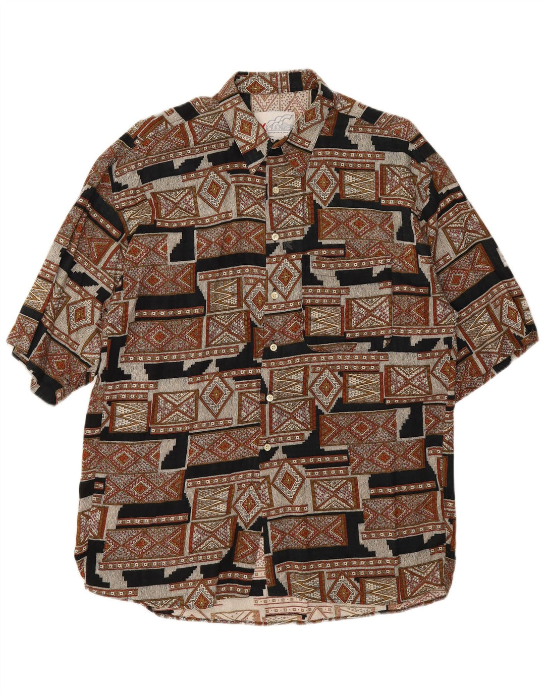Explorer Mens Short Sleeve Shirt XL Brown Geometric