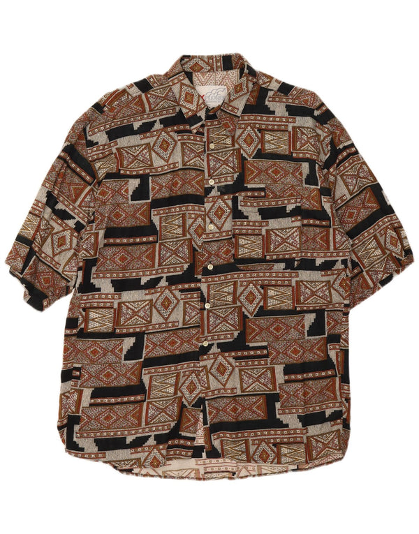 Explorer Mens Short Sleeve Shirt XL Brown Geometric