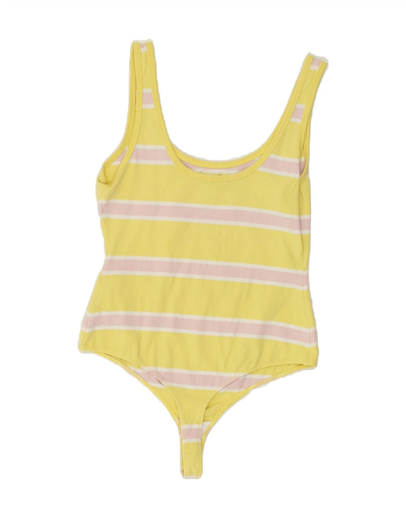 GUESS Womens Graphic Swimwear UK 8 Small Yellow Striped | Vintage Guess | Thrift | Second-Hand Guess | Used Clothing | Messina Hembry 