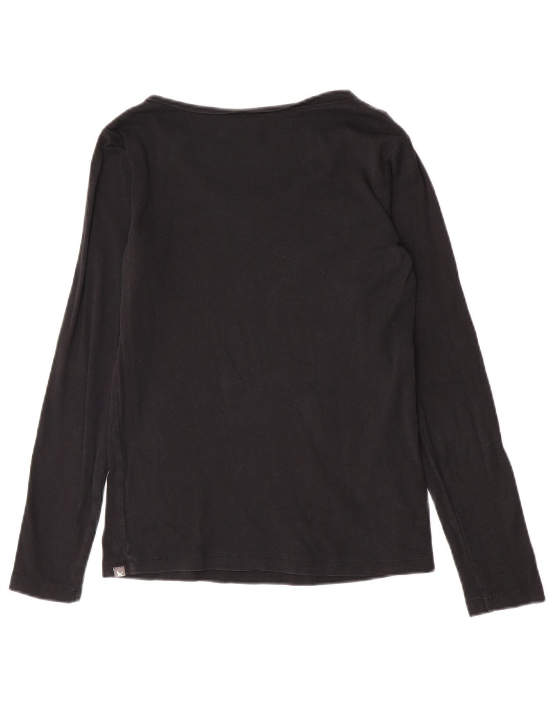 Eddie Bauer Womens Top Long Sleeve UK 10 Small Black Cotton
