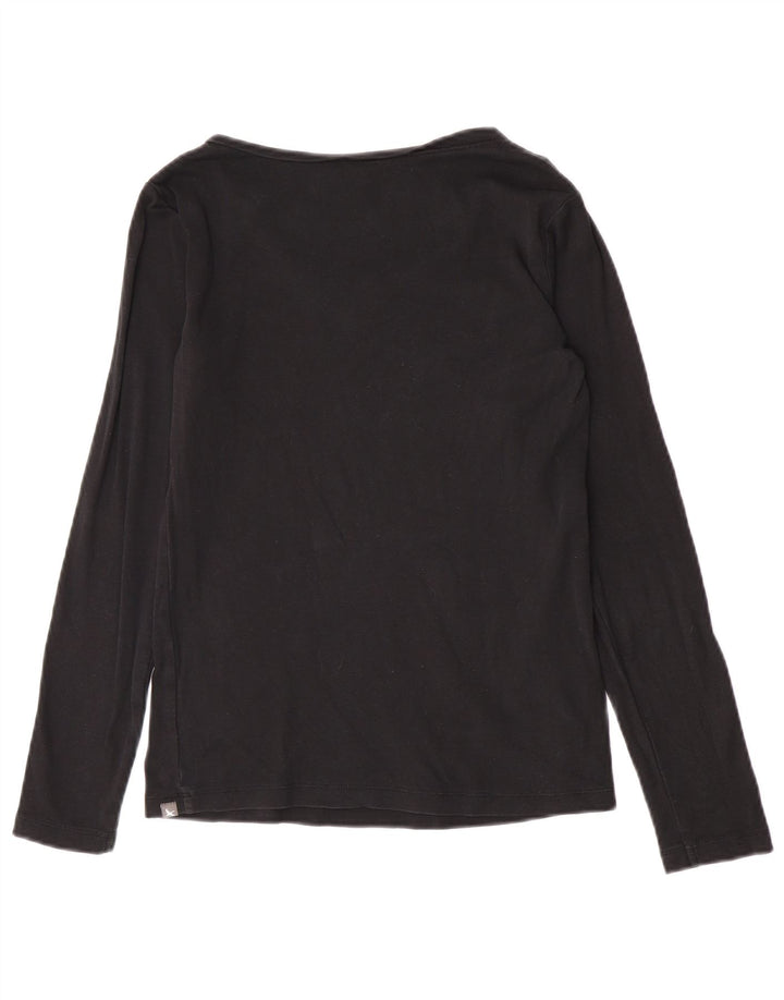 Eddie Bauer Womens Top Long Sleeve UK 10 Small Black Cotton