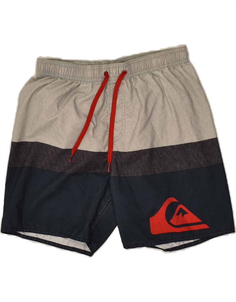 QUIKSILVER Mens Sport Shorts Large Grey Colourblock Polyester | Vintage Quiksilver | Thrift | Second-Hand Quiksilver | Used Clothing | Messina Hembry 