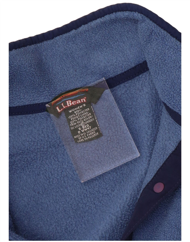 L.L.Bean Womens Button Neck Oversized Fleece Jumper UK 10 Small Blue