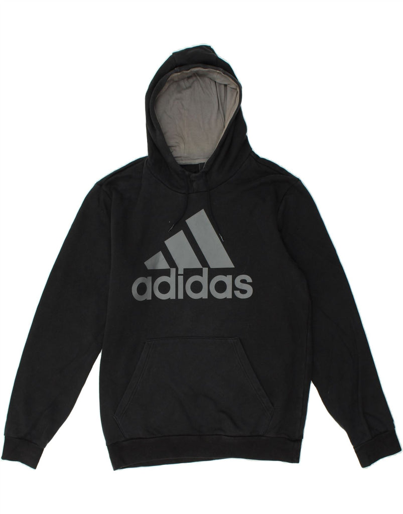 ADIDAS Mens Graphic Hoodie Jumper UK 42/44 Large Black Cotton | Vintage Adidas | Thrift | Second-Hand Adidas | Used Clothing | Messina Hembry 