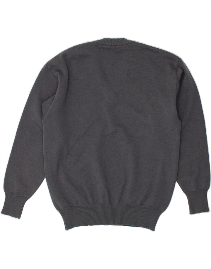 VINTAGE Mens V-Neck Jumper Sweater Medium Grey Wool Vintage Vintage and Second-Hand Vintage from Messina Hembry 