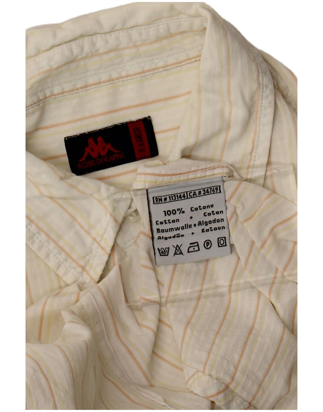 Kappa Mens Shirt XL Off White Pinstripe Cotton