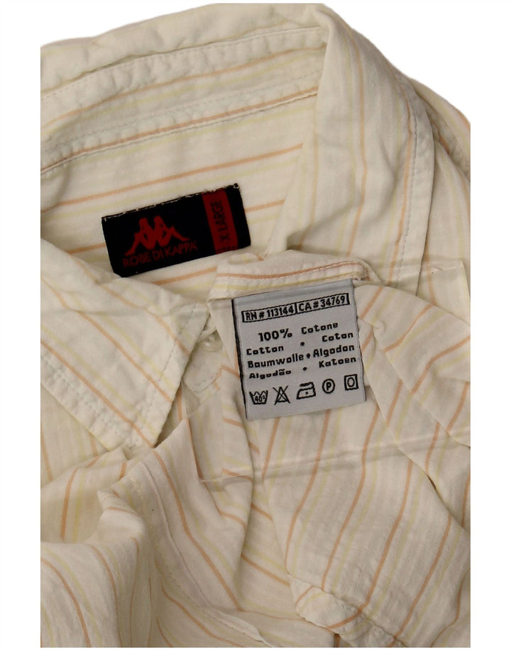 Kappa Mens Shirt XL Off White Pinstripe Cotton