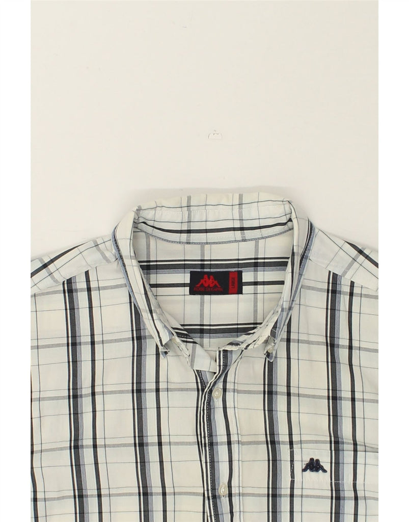 KAPPA Mens Short Sleeve Shirt Large Off White Check Cotton | Vintage Kappa | Thrift | Second-Hand Kappa | Used Clothing | Messina Hembry 