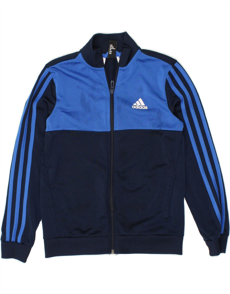 ADIDAS Boys Tracksuit Top Jacket 9-10 Years Navy Blue Colourblock | Vintage Adidas | Thrift | Second-Hand Adidas | Used Clothing | Messina Hembry 