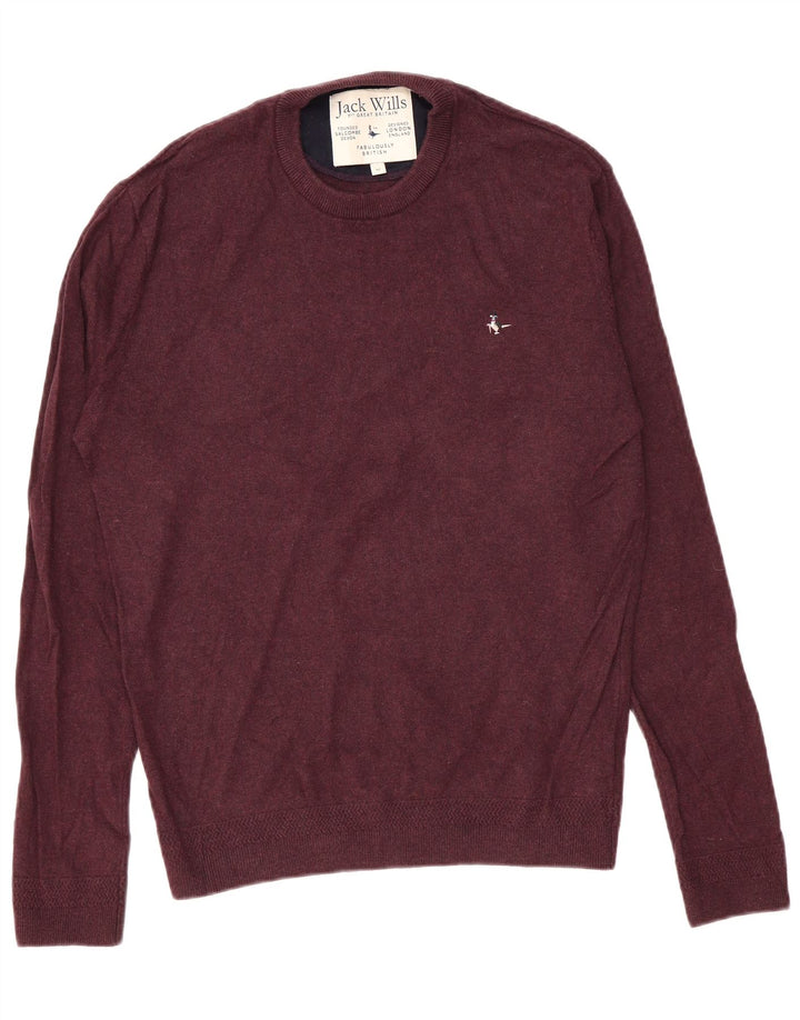 Jack Wills Mens Crew Neck Jumper Sweater Medium Burgundy Cotton