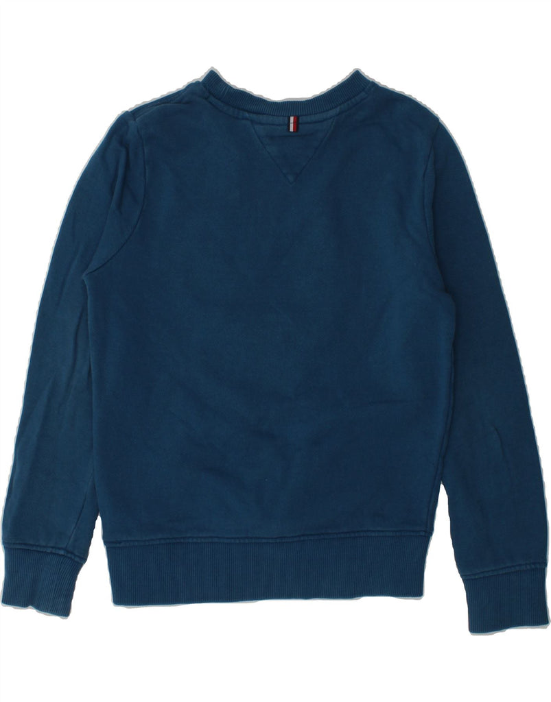 TOMMY HILFIGER Boys Graphic Sweatshirt Jumper 5-6 Years Blue Cotton | Vintage Tommy Hilfiger | Thrift | Second-Hand Tommy Hilfiger | Used Clothing | Messina Hembry 