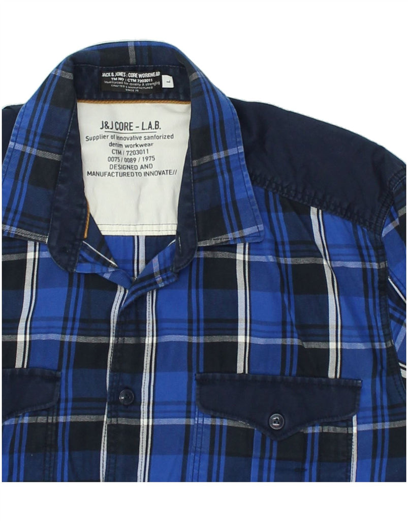 JACK & JONES Mens Shirt Large Blue Check Cotton | Vintage Jack & Jones | Thrift | Second-Hand Jack & Jones | Used Clothing | Messina Hembry 