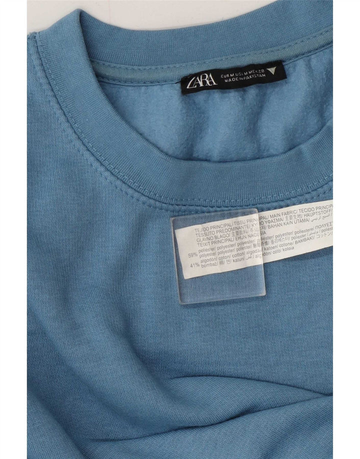 Zara Womens Sweatshirt Jumper UK 14 Medium Blue Polyester