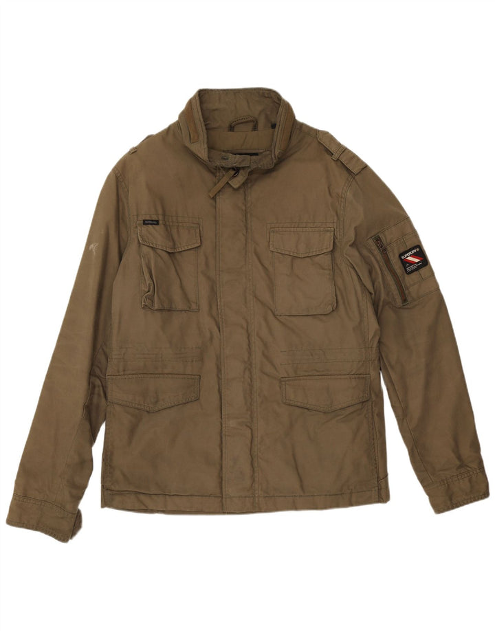Superdry Mens Military Jacket UK 40 Large Khaki Cotton