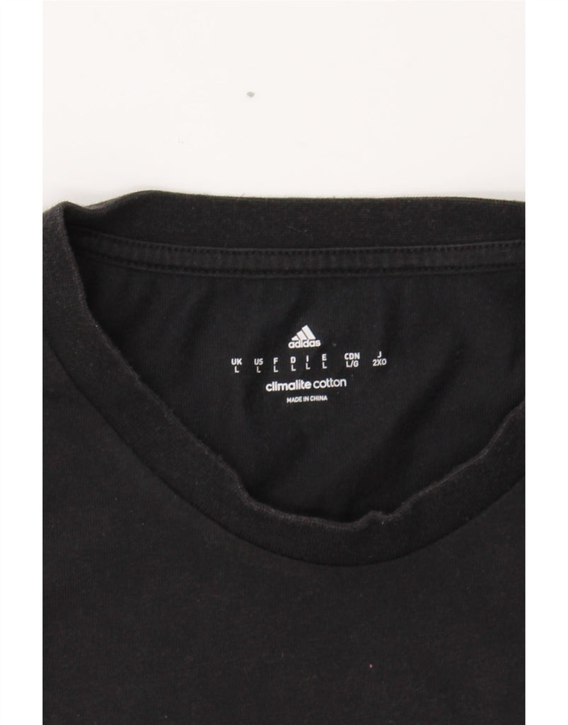 ADIDAS Mens Climalite Graphic T-Shirt Top Large Black Cotton Vintage Adidas and Second-Hand Adidas from Messina Hembry 