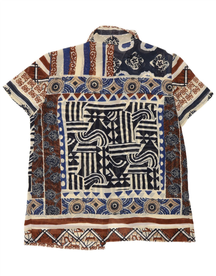 Vintage Womens See Through Shirt Blouse UK 18 XL Multicoloured Geometric