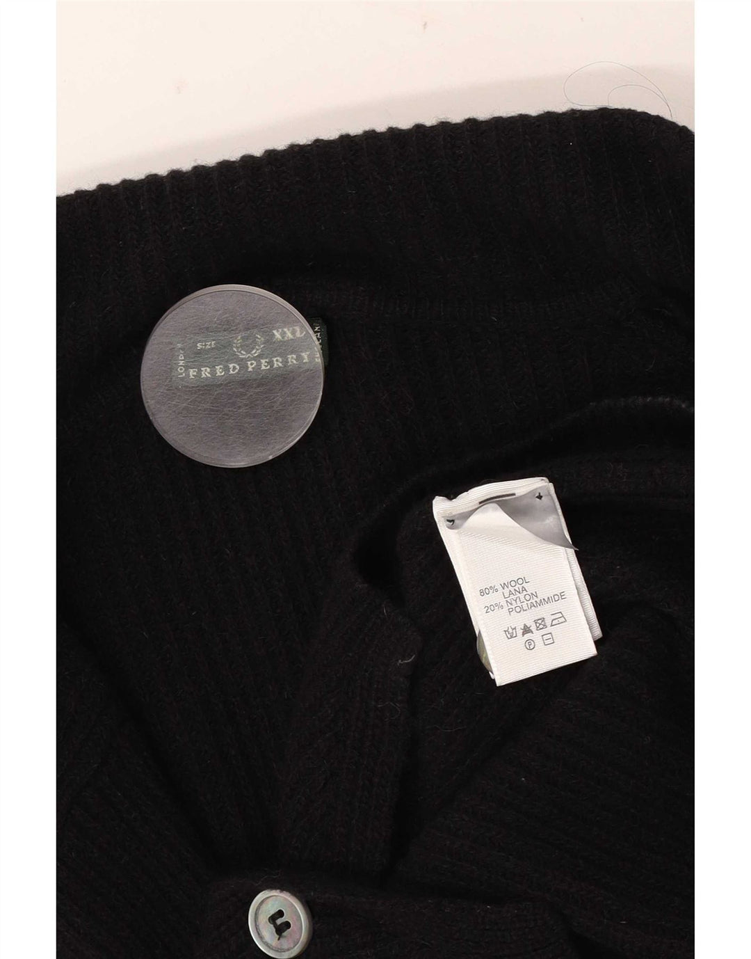 Fred Perry Womens Cardigan Sweater UK 20 2XL Black Wool