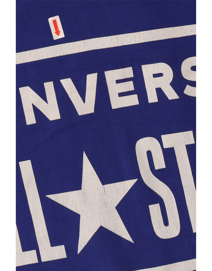 CONVERSE Mens Graphic Hoodie Jumper Large Blue Cotton