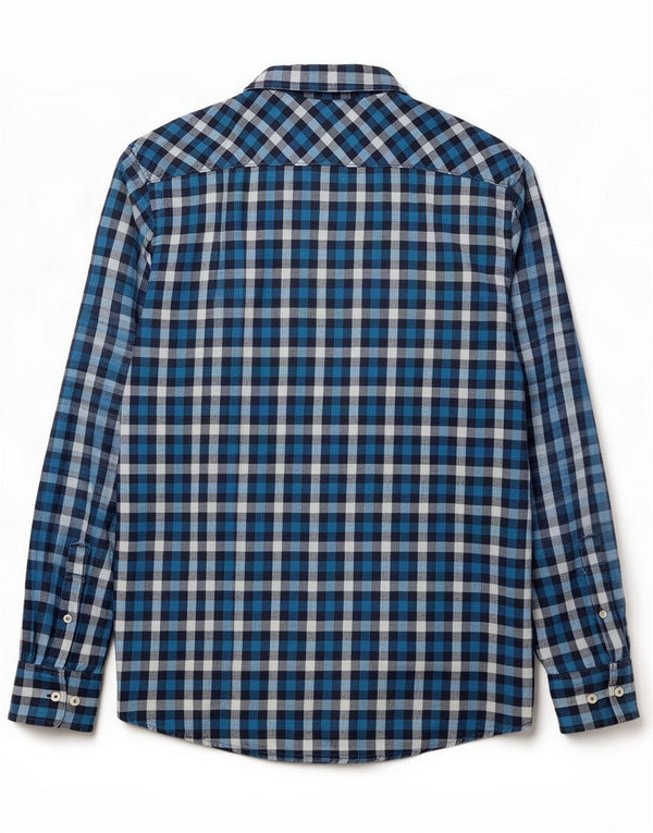 Penguin Mens Classic Fit Flannel Shirt XL Blue Gingham Cotton