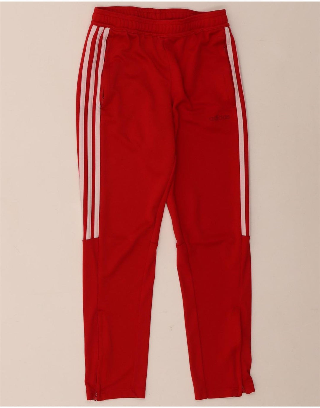 Adidas Boys Climalite Tracksuit Trousers 11-12 Years Red Polyester