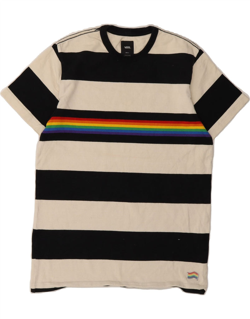 VANS Mens T-Shirt Top Small Off White Striped Cotton Vintage Vans and Second-Hand Vans from Messina Hembry 