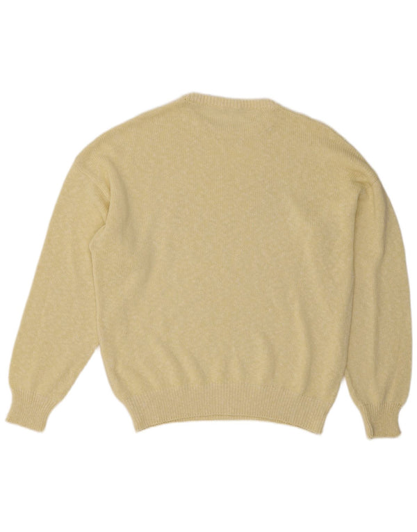 Vintage Mens Crew Neck Jumper Sweater IT 52 Large Yellow Argyle/Diamond