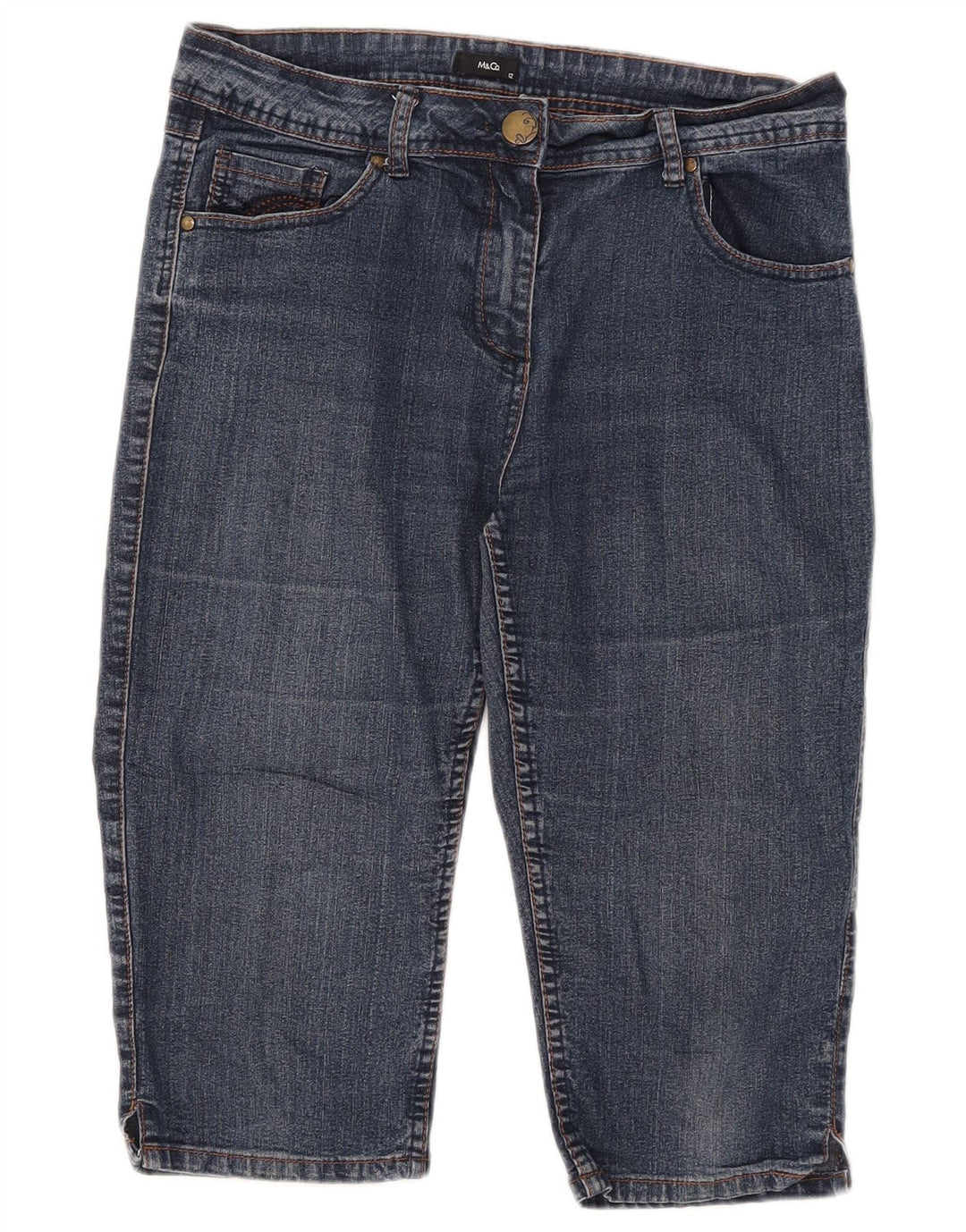 M&Co Womens Denim Bermuda Shorts UK 12 Medium W32  Blue Cotton