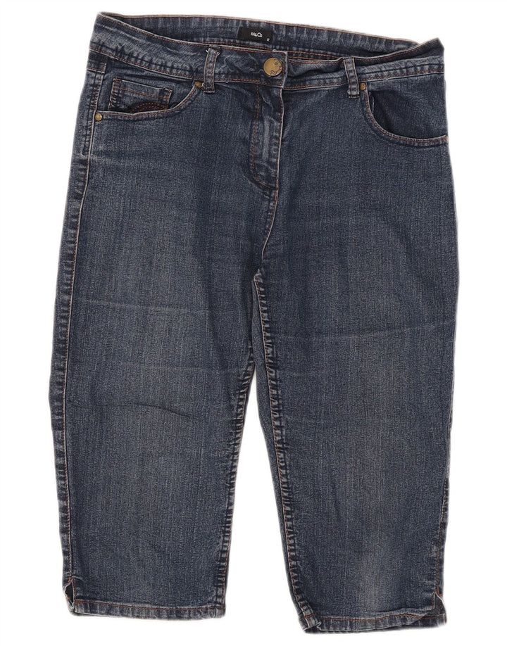 M&Co Womens Denim Bermuda Shorts UK 12 Medium W32  Blue Cotton