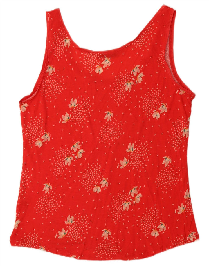 OASIS Womens Vest Top UK 14 Large Red Floral Viscose