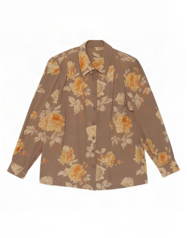 Vintage Womens Shirt UK 16 Large Beige Floral