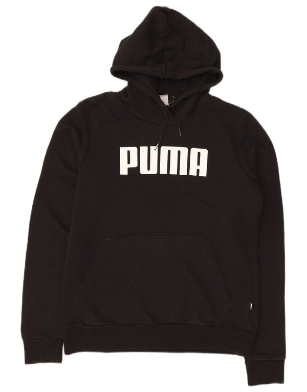 Puma Womens Graphic Hoodie Jumper UK 12 Medium Black Polyester