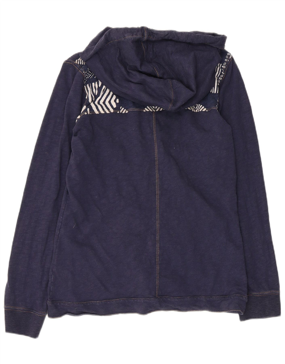 Champion Womens Graphic Zip Hoodie Sweater UK 12 Medium Navy Blue Cotton