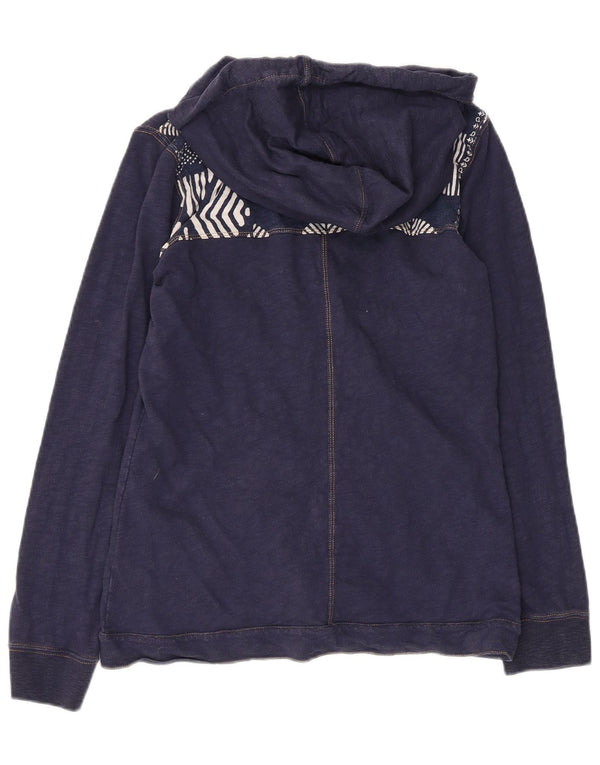 Champion Womens Graphic Zip Hoodie Sweater UK 12 Medium Navy Blue Cotton