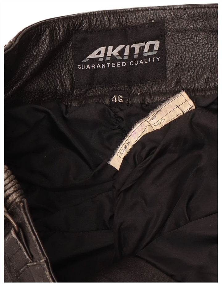 Akito Mens Tapered Leather Trousers IT 46 Small W32 L32 Black