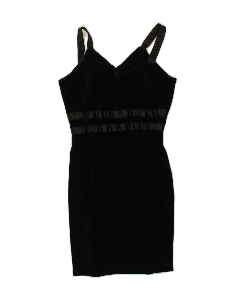 VINTAGE Womens Sleeveless Bodycon Dress UK 12 Medium Black Cotton | Vintage Vintage | Thrift | Second-Hand Vintage | Used Clothing | Messina Hembry 