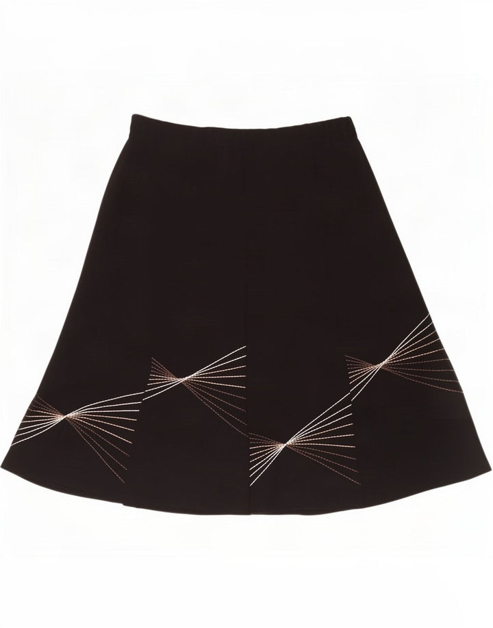 Marks & Spencer Womens Abstract Pattern A-Line Skirt UK 16 Large W40 Black