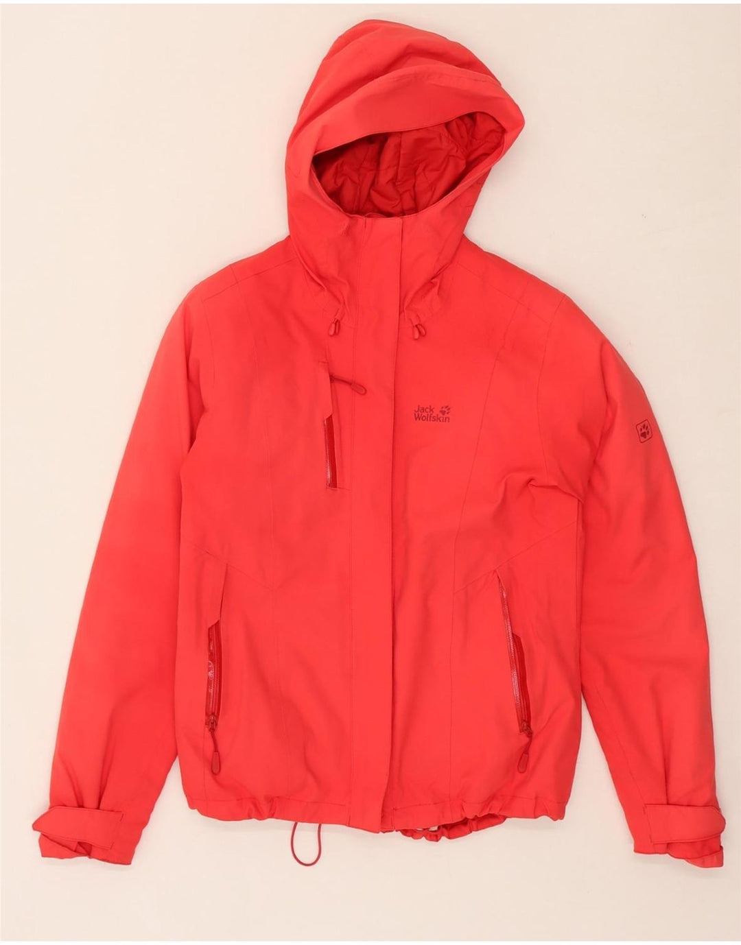 JACK WOLFSKIN Womens Hooded Windbreaker Jacket UK 8/10 Small Pink Vintage Jack Wolfskin and Second-Hand Jack Wolfskin from Messina Hembry 