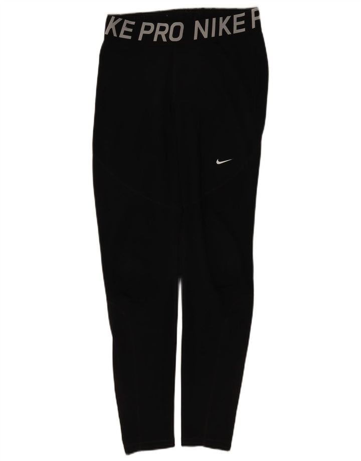 Nike Womens Dri Fit Graphic Leggings UK 16 Large  Black Polyester