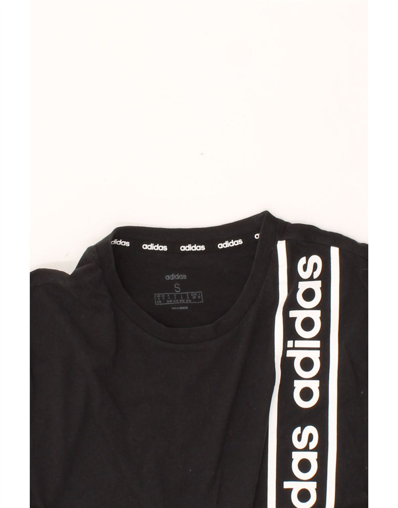 ADIDAS Womens Crop Graphic T-Shirt Top UK 8/10 Small Black Cotton Vintage Adidas and Second-Hand Adidas from Messina Hembry 