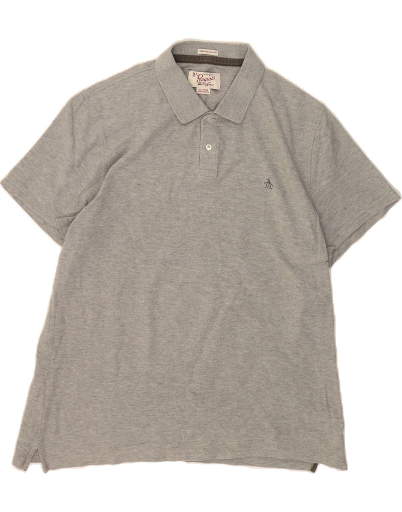 PENGUIN Mens Herritage Fit Slim Fit Polo Shirt XL Grey Cotton Vintage Penguin and Second-Hand Penguin from Messina Hembry 