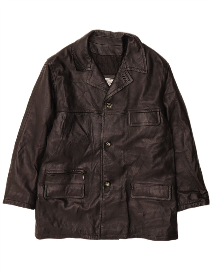 Dario Vetti Mens Leather Jacket IT 50 Large Black Leather