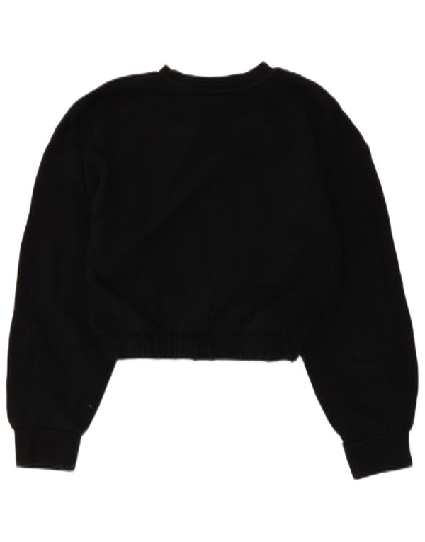 Zara Womens Crop Sweatshirt Jumper UK 10 Small Black Cotton