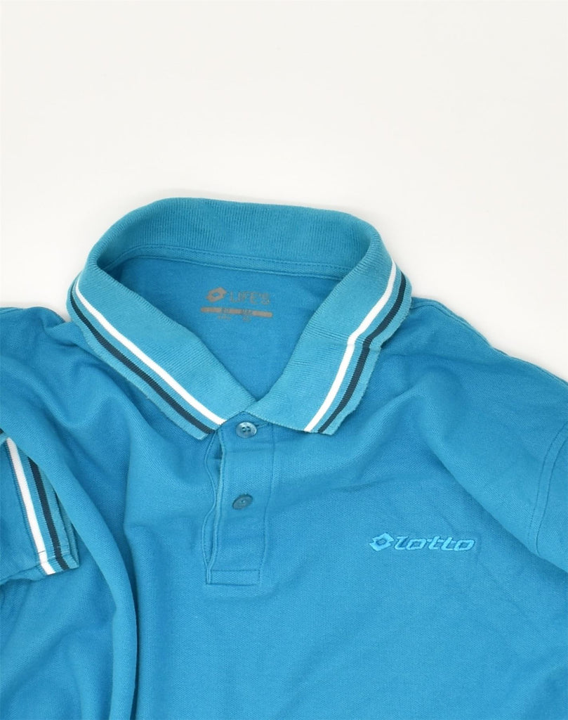 LOTTO Mens Polo Shirt Medium Blue Cotton | Vintage Lotto | Thrift | Second-Hand Lotto | Used Clothing | Messina Hembry 