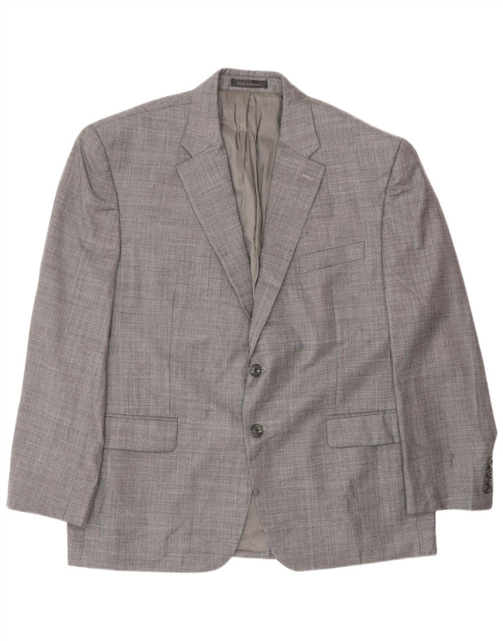 Chaps Mens 2 Button Blazer Jacket UK 44 2XL Grey Wool