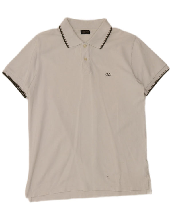 VALENTINO Mens Polo Shirt Large White Cotton